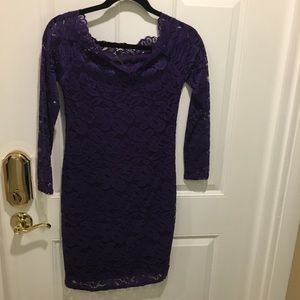 Acevog Purple Lace Dress Size 4 Long Sleeves